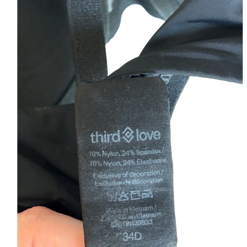ThirdLove 24/7 Classic T-Shirt Bra Black Underwire Memory Foam 34D